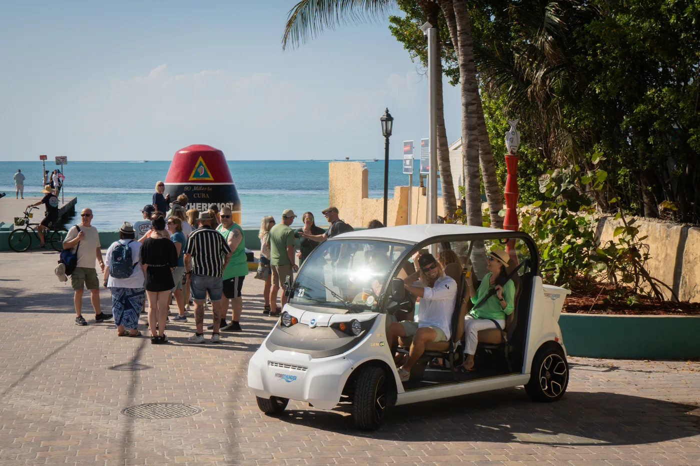 Electric car at the Southernmost Point in Key West