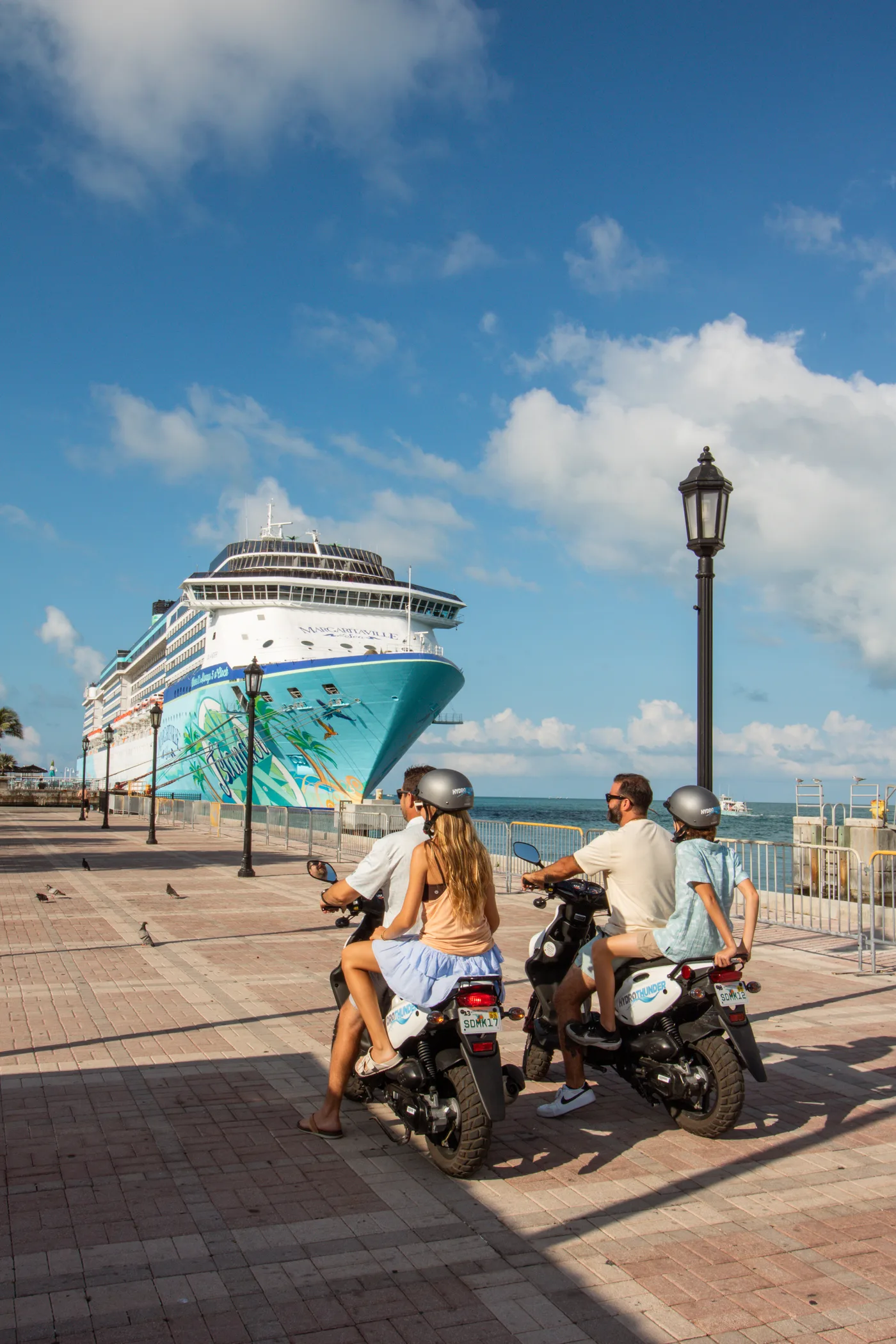 Scooter riders at the cruise ship dock in Key West